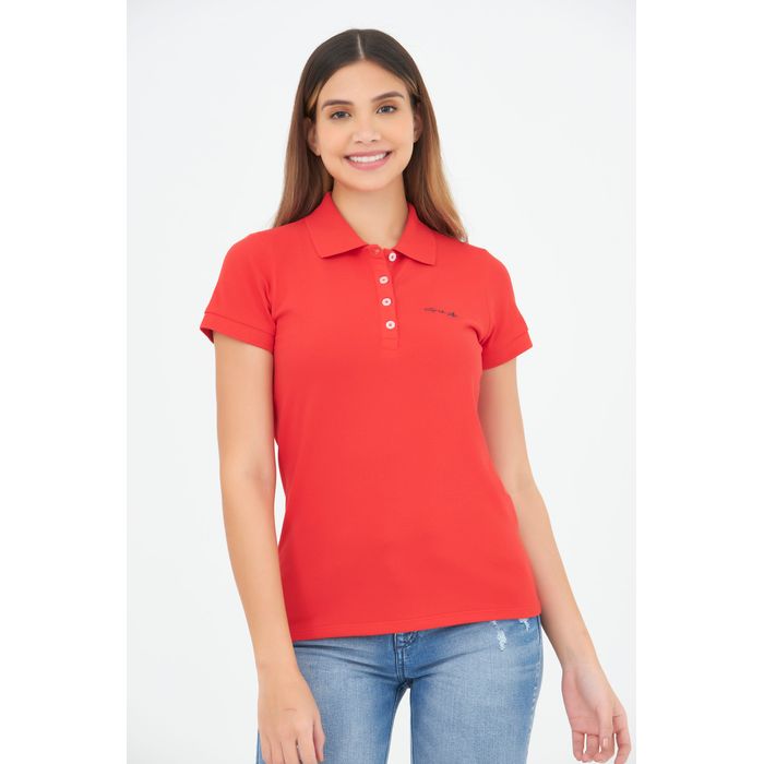 Polo Slim Color Rojo cereza Para Mujer