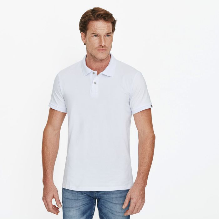 Polo Slim Color Blanco optico Para Hombre