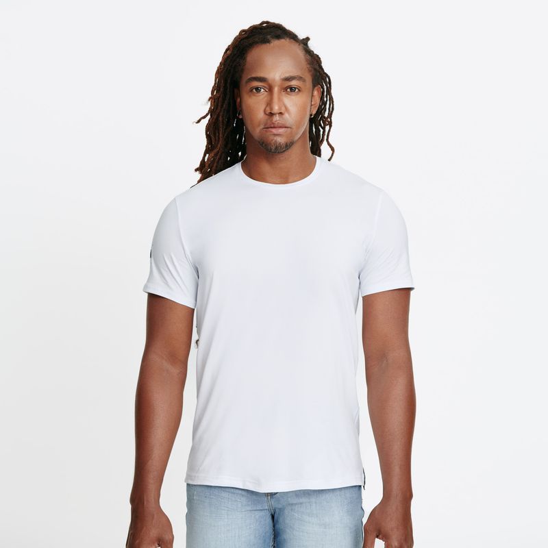 CAMISETA SLIM MANGA CORTA COLOR BLANCO OPTICO PARA HOMBRE QUEST