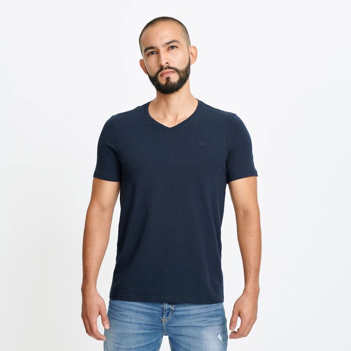 Camiseta Unicolor Color Azul oscuro Para Hombre