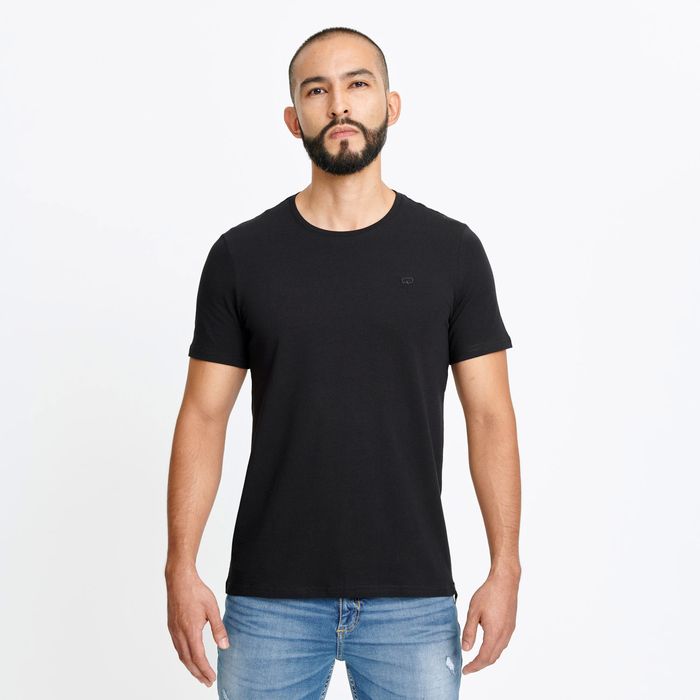 Camiseta Unicolor Color Negro Para Hombre