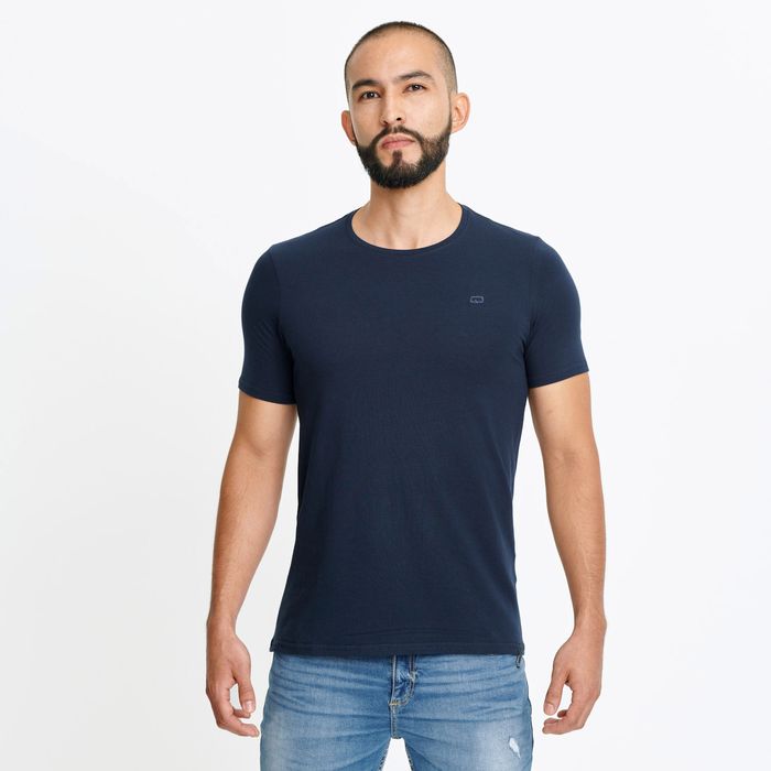 Camiseta Unicolor Color Azul oscuro Para Hombre