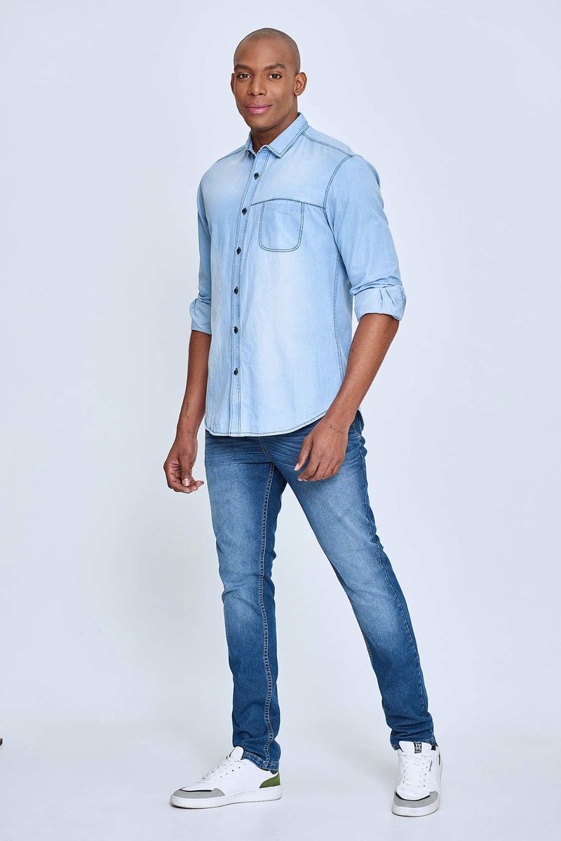 Camisa-para-hombre-en-indigo-manga-tres-cuartos-denim-shirt-for