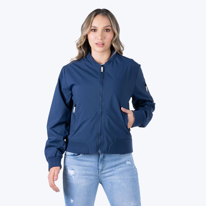 Chaqueta Bomber Color Azul Oscuro Para Mujer