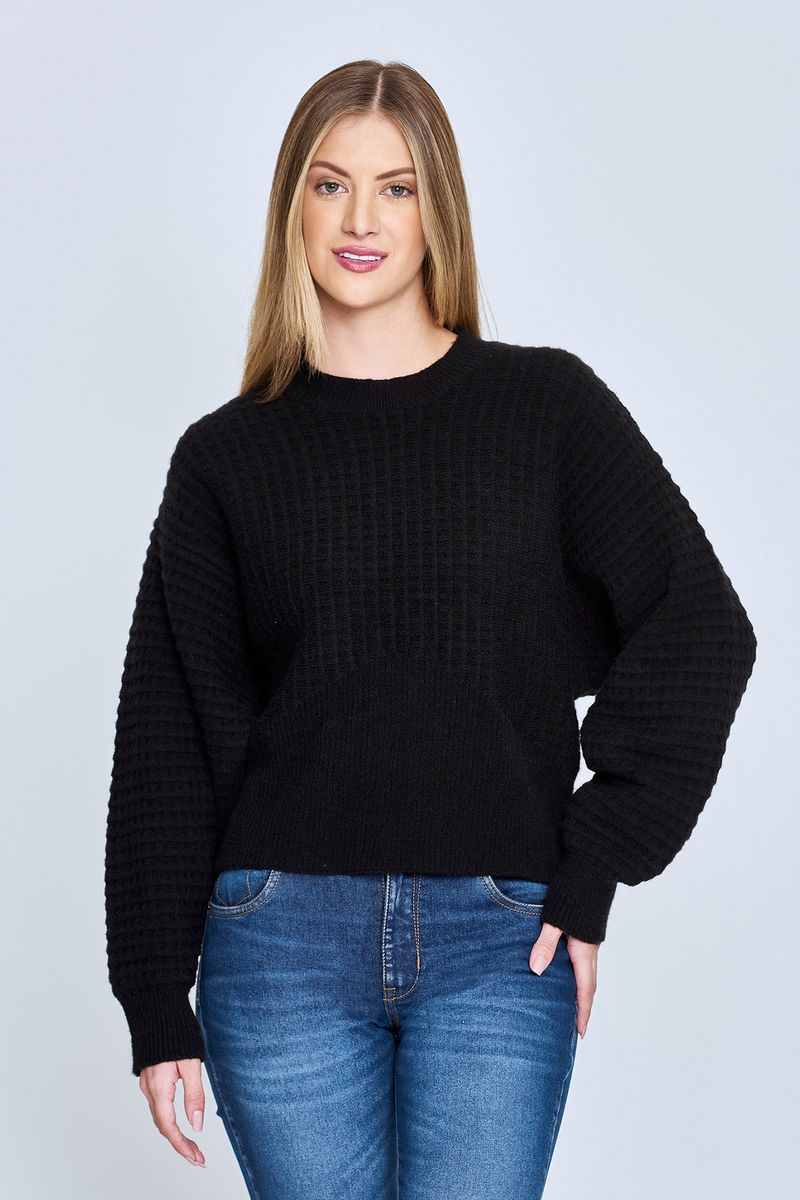 SWEATER CUELLO REDONDO COLOR NEGRO PARA MUJER QUEST