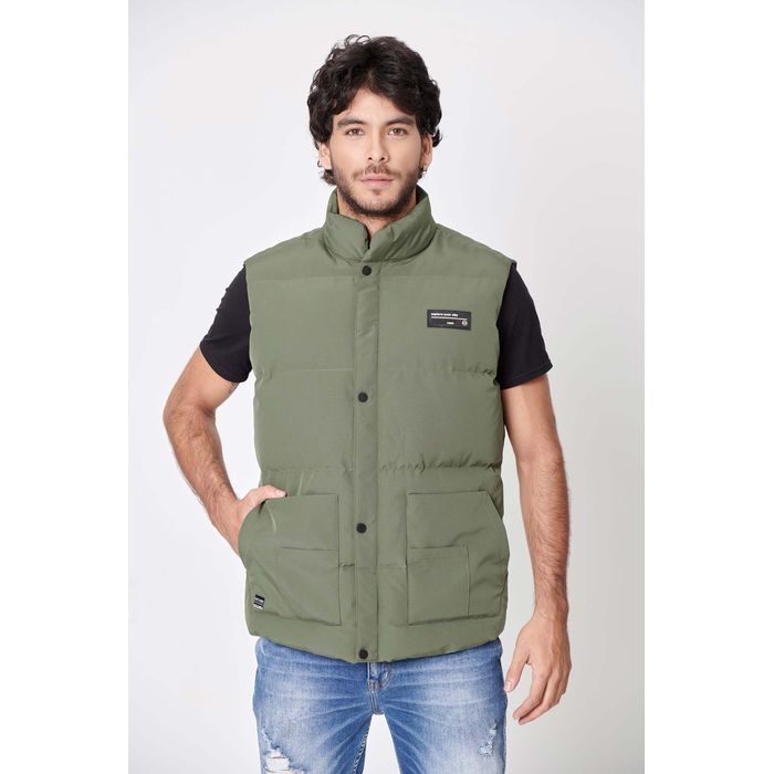 Chaleco Acolchado Color Verde Militar Para Hombre