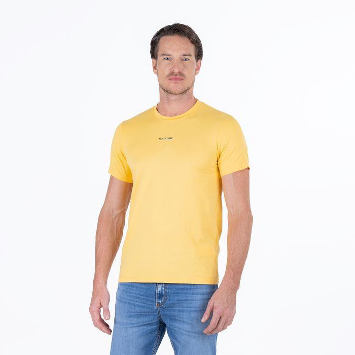 Camiseta Manga Corta Color Amarillo Atardecer Para Hombre