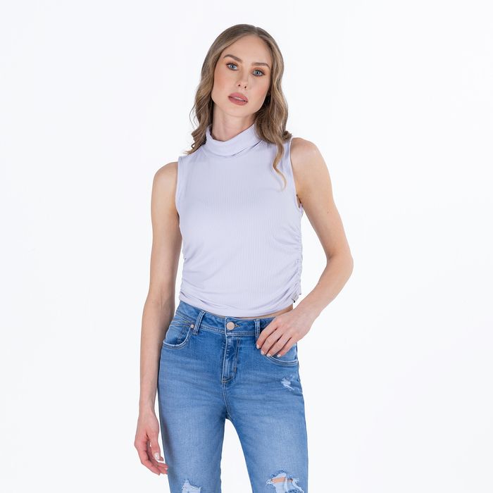 Blusa Manga Corta Color Lila Para Mujer