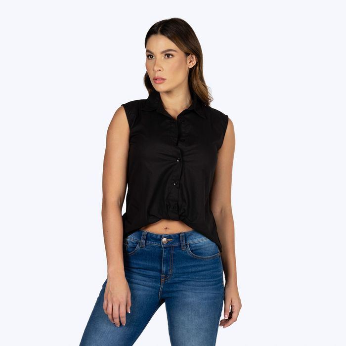Blusa Manga Sisa Color Negro Para Mujer