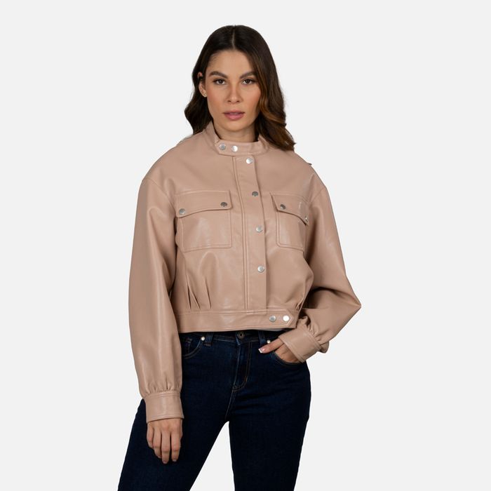 Chaqueta Biker Color Durazno Para Mujer