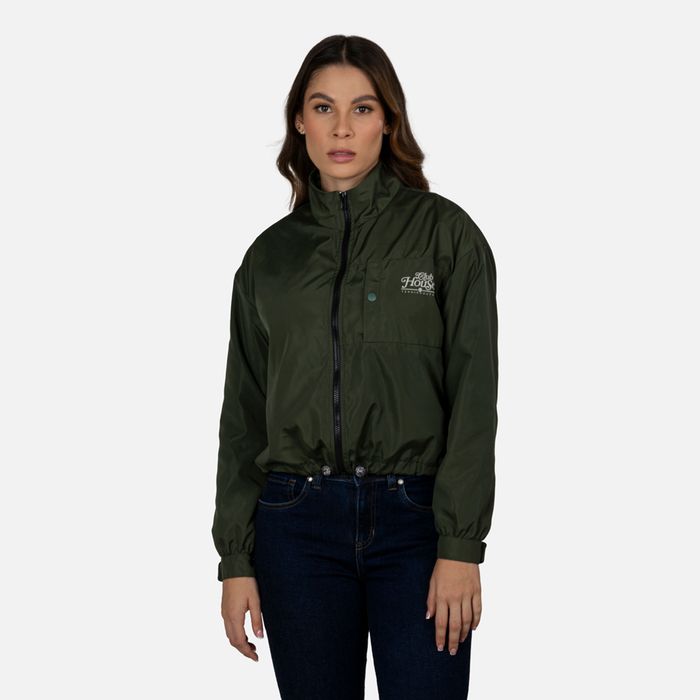 Chaqueta Rompevientos Color Verde Militar Para Mujer