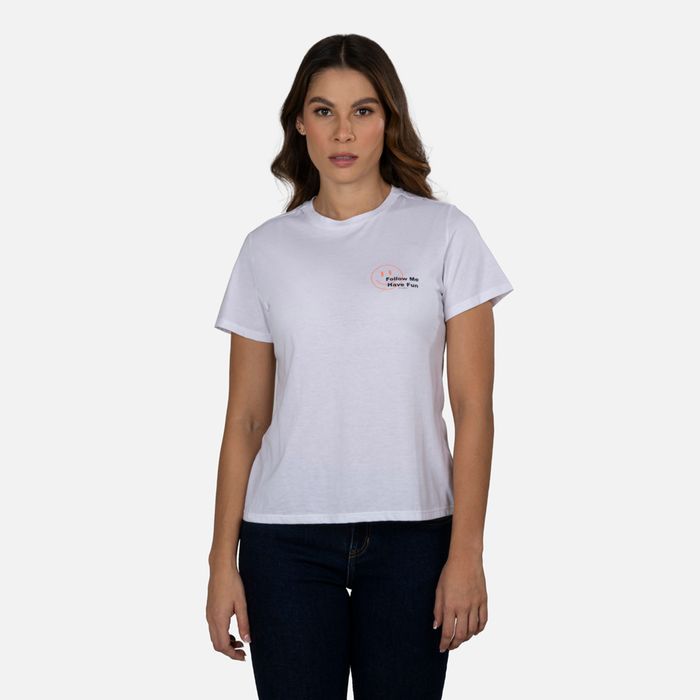 Camiseta Estampado Localizado Color Blanco Blanco Para Mujer