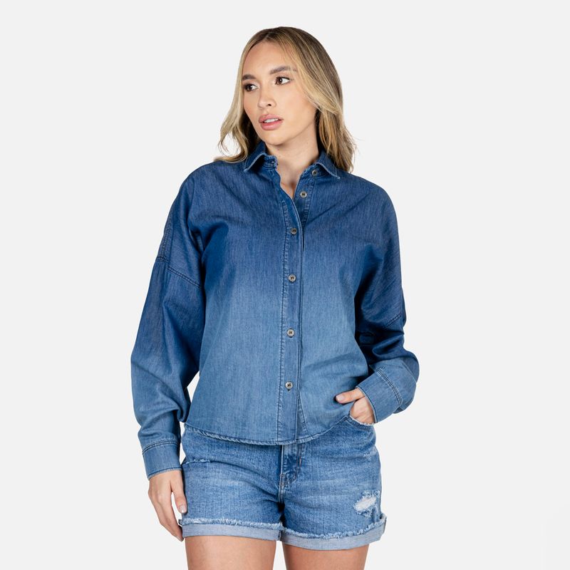 Blusa manga larga azul hotsell