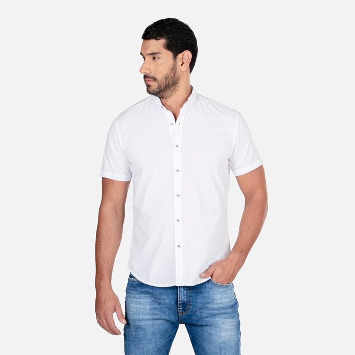 Camisa Manga Corta Color Blanco Para Hombre