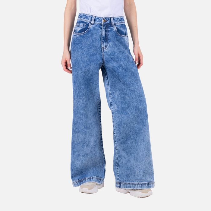 Jean Wide Color Azu Medio Claro Para Mujer