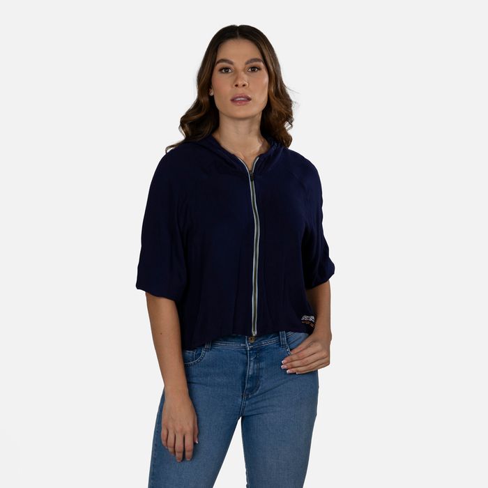 Blusa Manga Corta Color Azul Oscuro Para Mujer