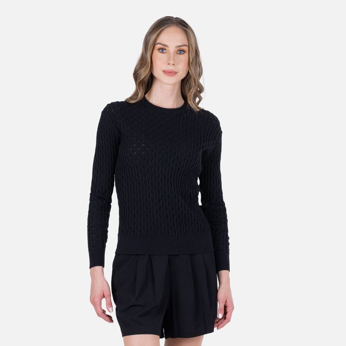 Sweater Cerrado Color Negro Para Mujer
