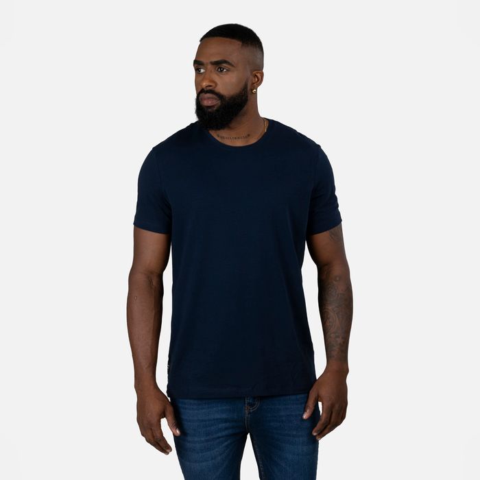 Camiseta Unicolor Color Azul Oscuro Para Hombre
