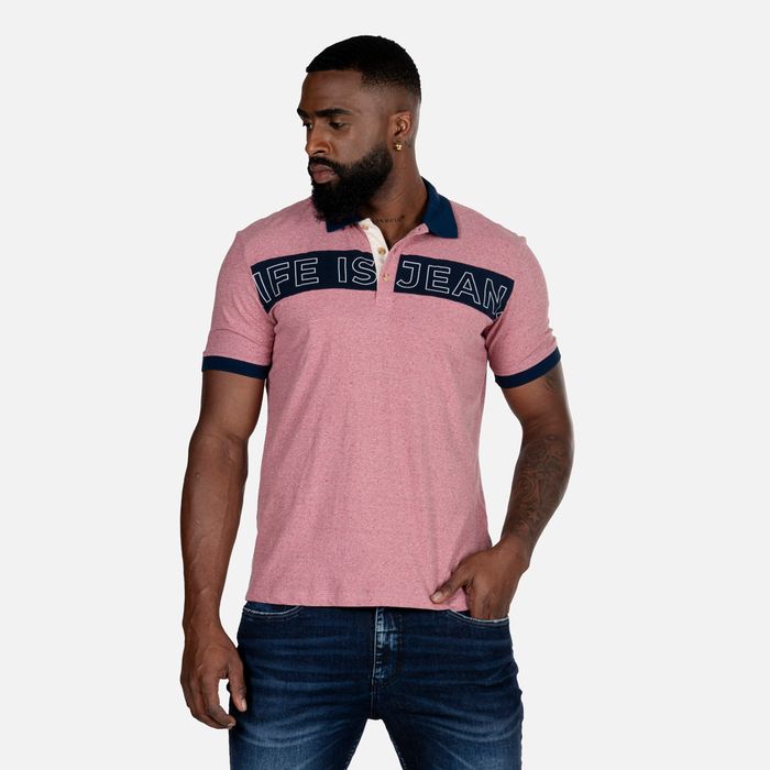 Polo Manga Corta Color Guayaba Jaspe Para Hombre