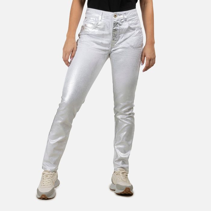 Jean Slim Color Blanco Plata Para Mujer