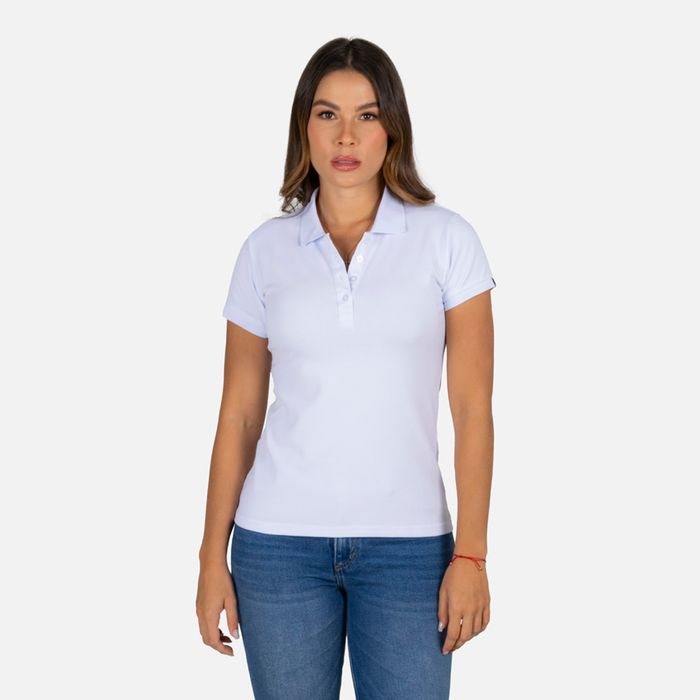 Polo Slim Color Blanco optico Para Mujer