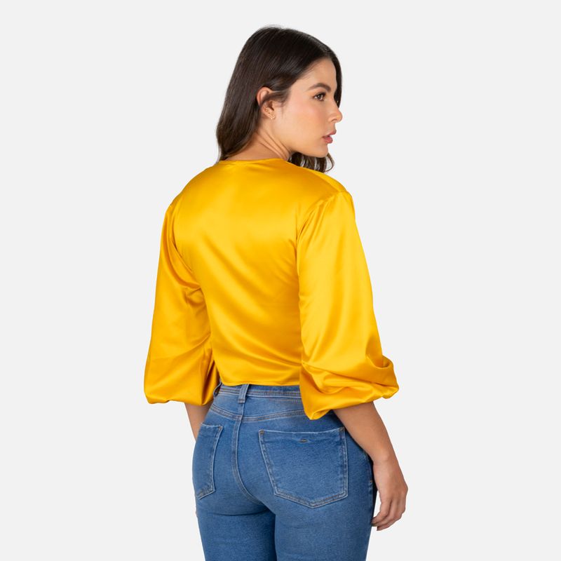 BLUSA MANGA 3 4 COLOR AMARILLO ORO PARA MUJER QUEST