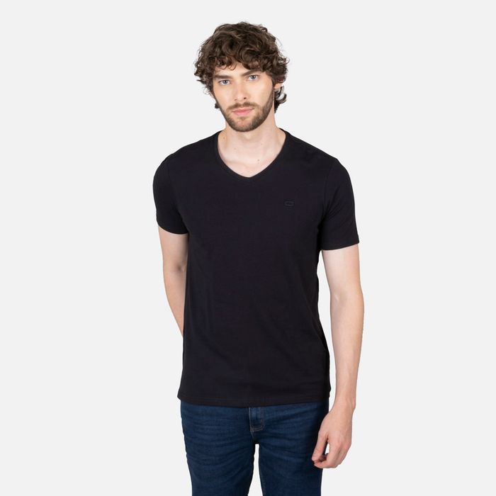 Camiseta Unicolor Color Negro Para Hombre