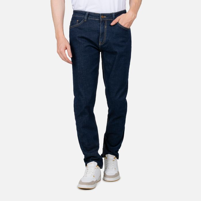 Jean Slim Color Azul Oscuro Para Hombre