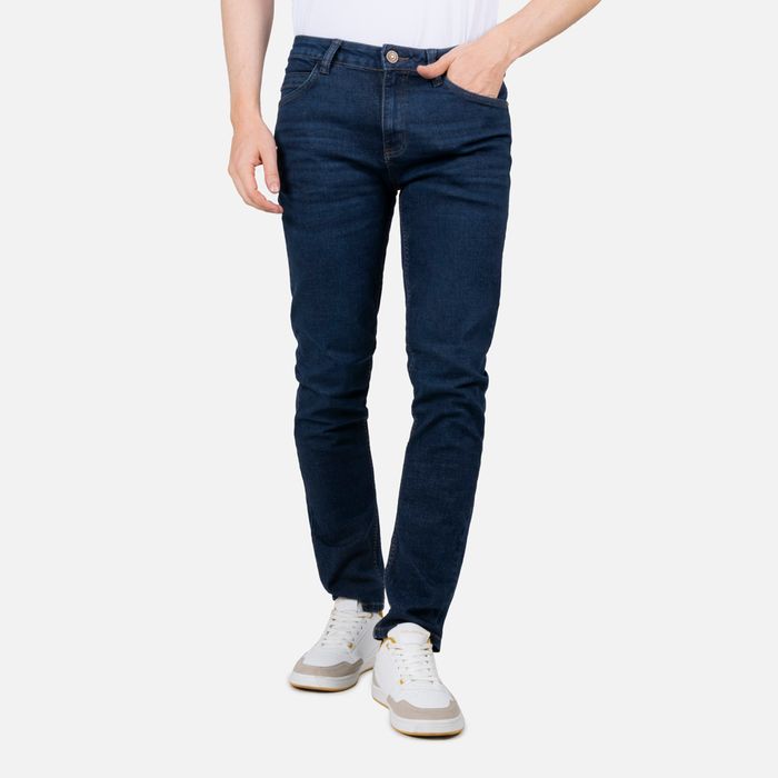 Jean Slim Color Azul Oscuro Para Hombre