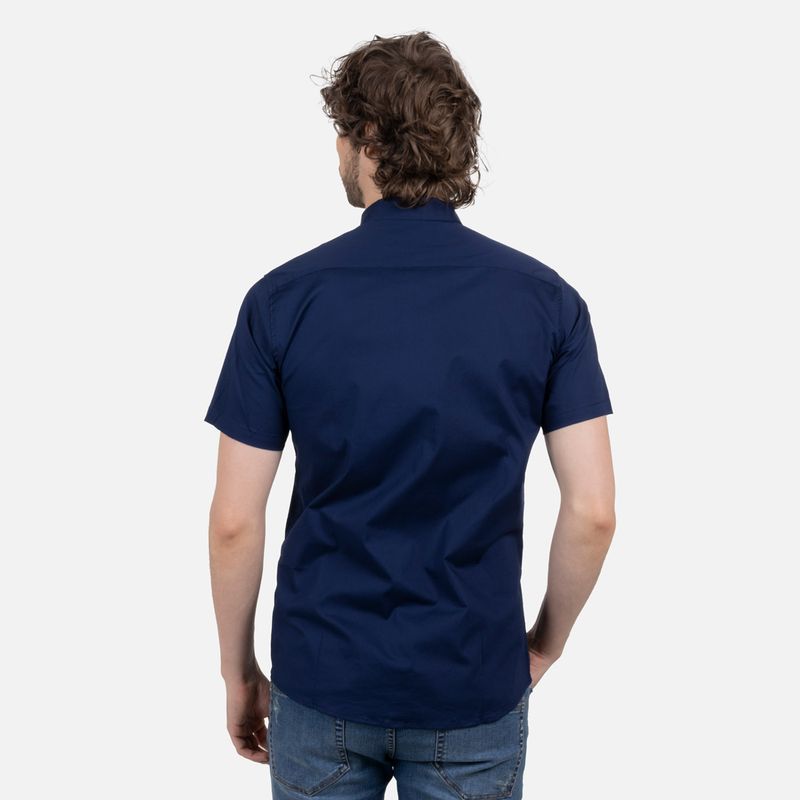 CAMISA SLIM MANGA CORTA COLOR AZUL OSCURO PARA HOMBRE QUEST