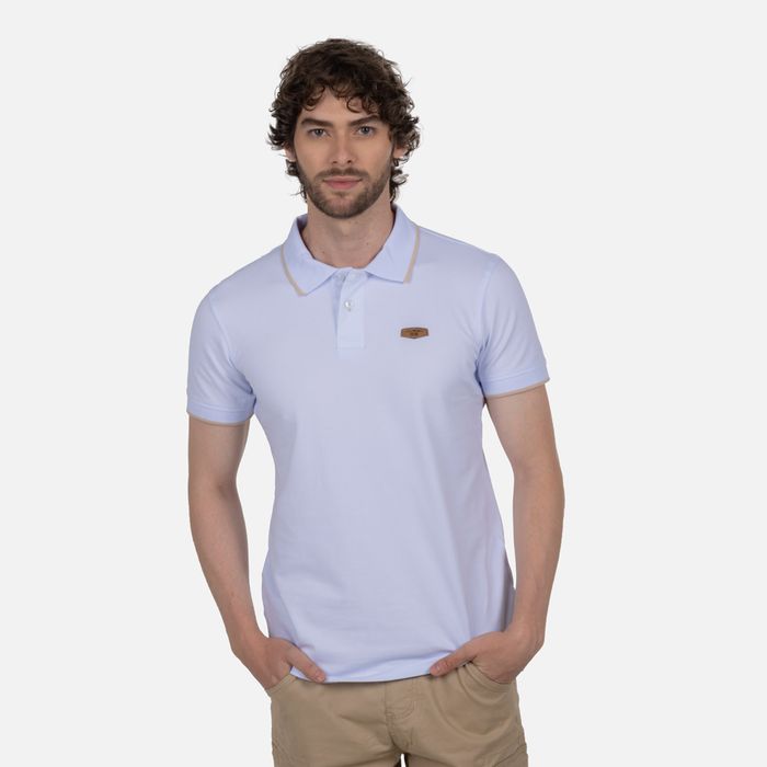 Polo Tipping Color Blanco Beige Medio Para Hombre