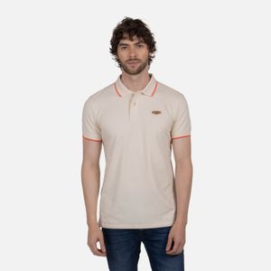 Polo Tipping Color Ivory Marfil-Melon Para Hombre