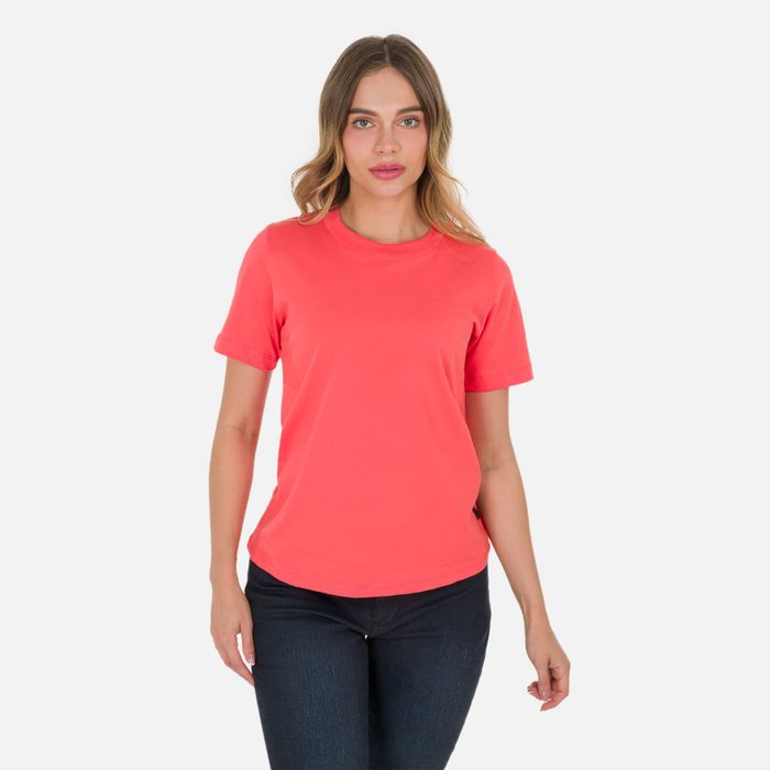 Camiseta Manga Corta Color Hot Coral Para Mujer