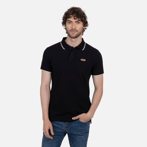 Polo Tipping Color Negro-Ivory Marfil Para Hombre