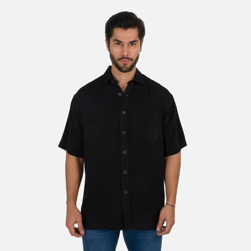 Camisas manga corta negra hombre sale