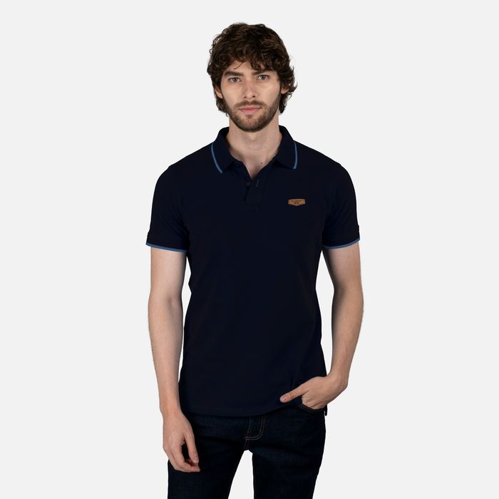 Polo Tipping Color Azul Oscuro-Azul Mediterraneo Para Hombre