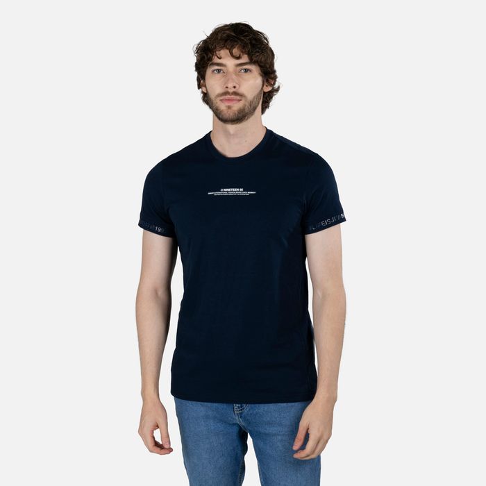 Camiseta Manga Corta Color Azul Oscuro Para Hombre