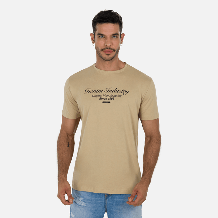 Camiseta Estampado Localizado Color Camel Claro Para Hombre
