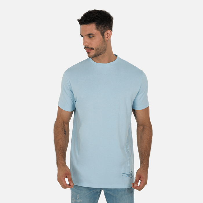Camiseta Estampado Localizado Color Azul Chambray Para Hombre