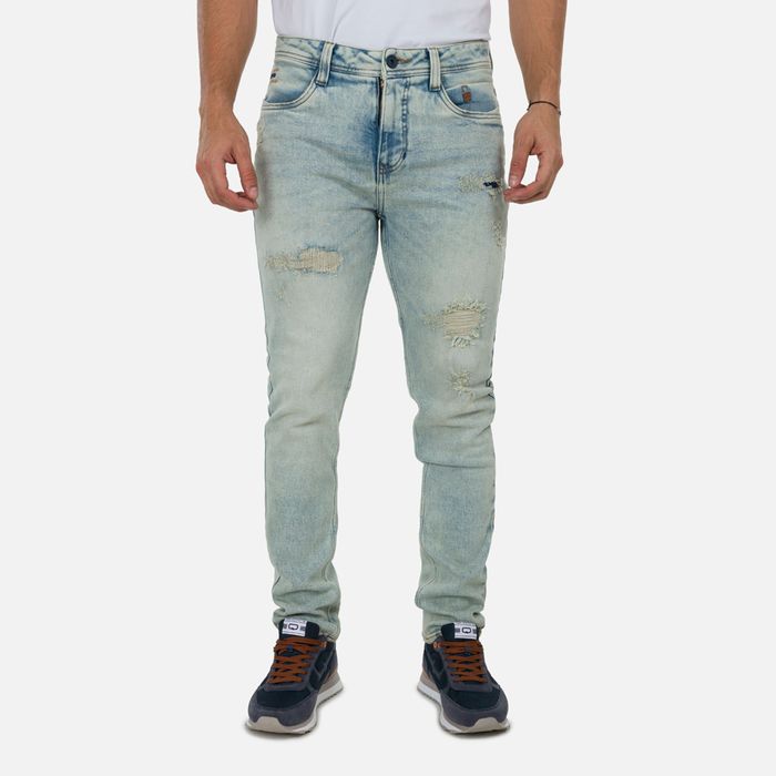 Jean Slim Color Azul Claro Para Hombre