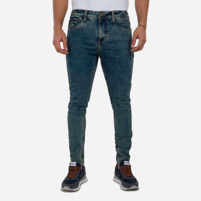 Jean Skinny Color Azul Medio Para Hombre