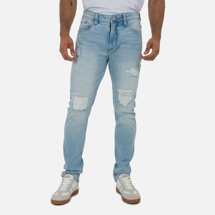 Jean Slim Color Azu Medio Claro Para Hombre