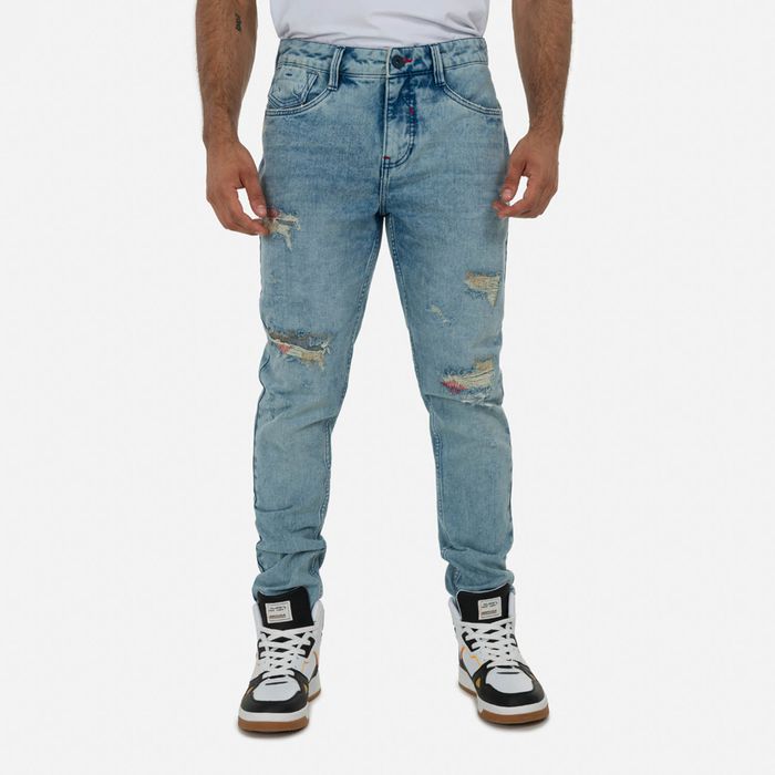 Jean Slim Color Azul Claro Para Hombre