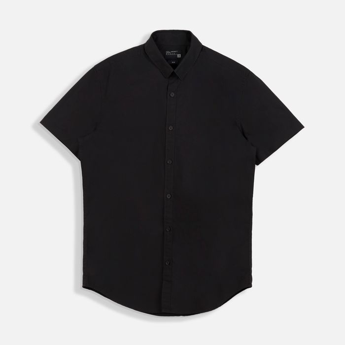 Camisa Manga Corta Color Negro Para Hombre
