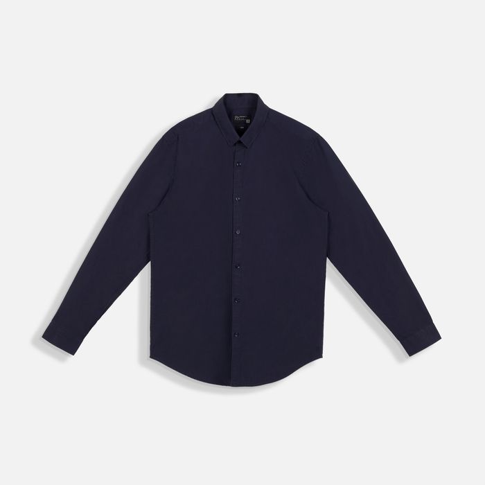 Camisa Manga Larga Color Azul Noche Para Hombre