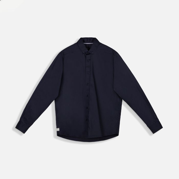 Camisa Manga Larga Color Azul Oscuro Para Hombre
