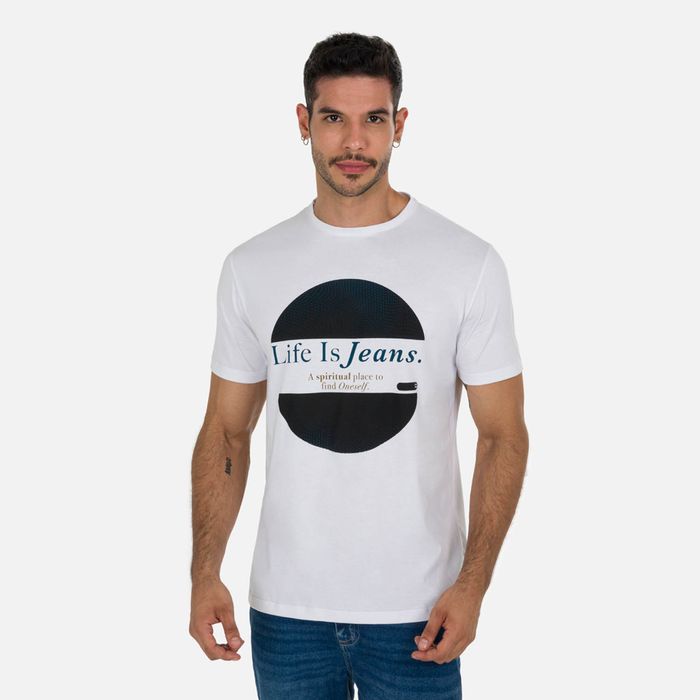 Camiseta Estampado Localizado Color Blanco Para Hombre