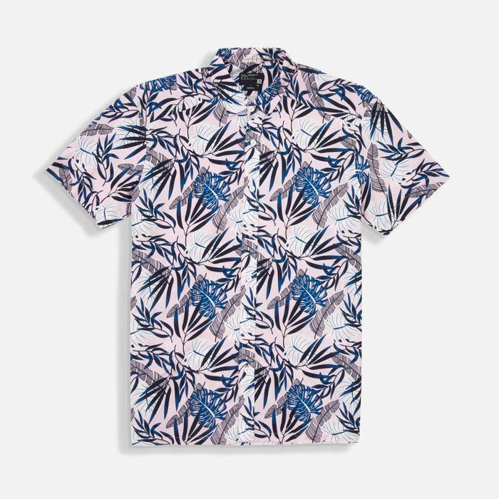 Camisa Manga Corta Color Palo De Rosa Para Hombre