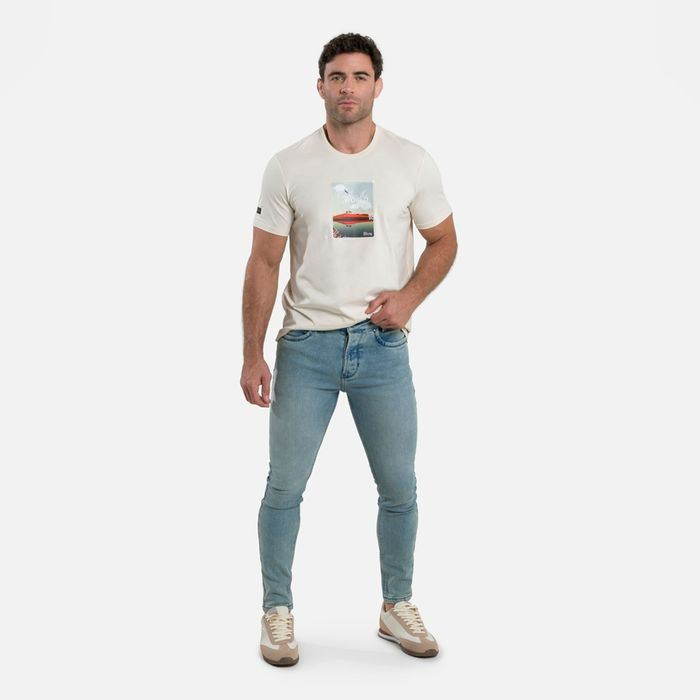 Jean Skinny Color Azul Claro Para Hombre