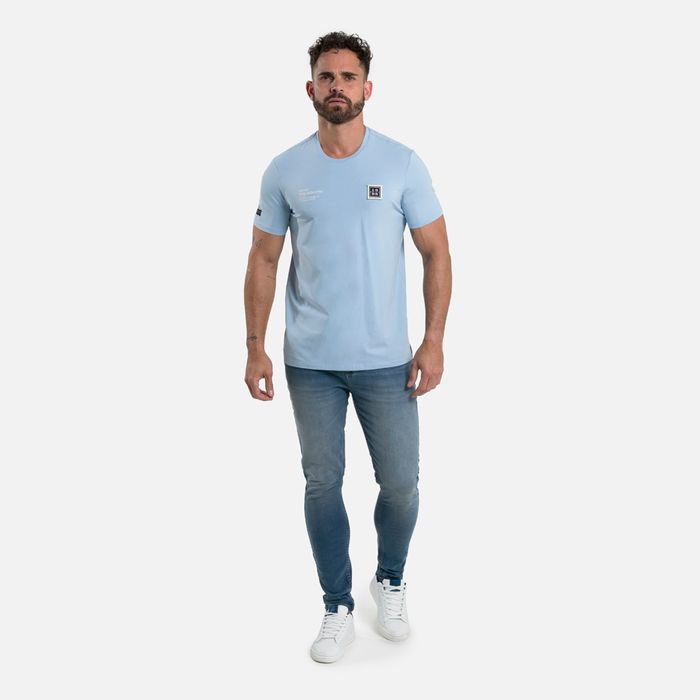 Camiseta Premium Manga Corta Color Azul Chambray Para Hombre